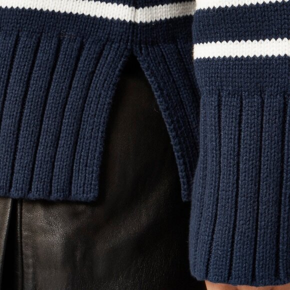 J. Crew Navy/Ivory Stripe Cotton Turtleneck Sweater/NWT/S - Picture 2 of 12